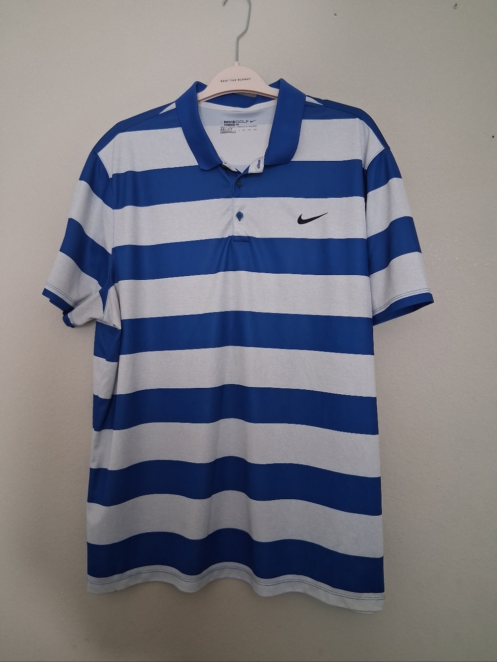 Nike Blue & White Horizontal Stripe Polo